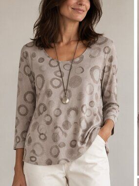 OSKA Cotton Hemp Circle Print Tunic Top Size 4 PTP22